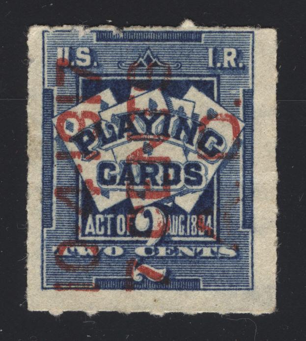 RF9 2c Blue 1894 Playing Card 7c Surcharge Reading Up Scarce