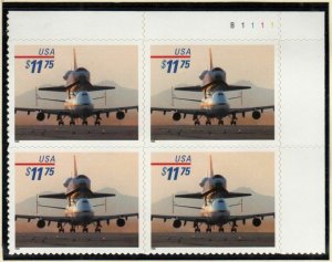 1998 Space Shuttle Piggyback Sc 3262 $11.75 plate block of 4 CV $90