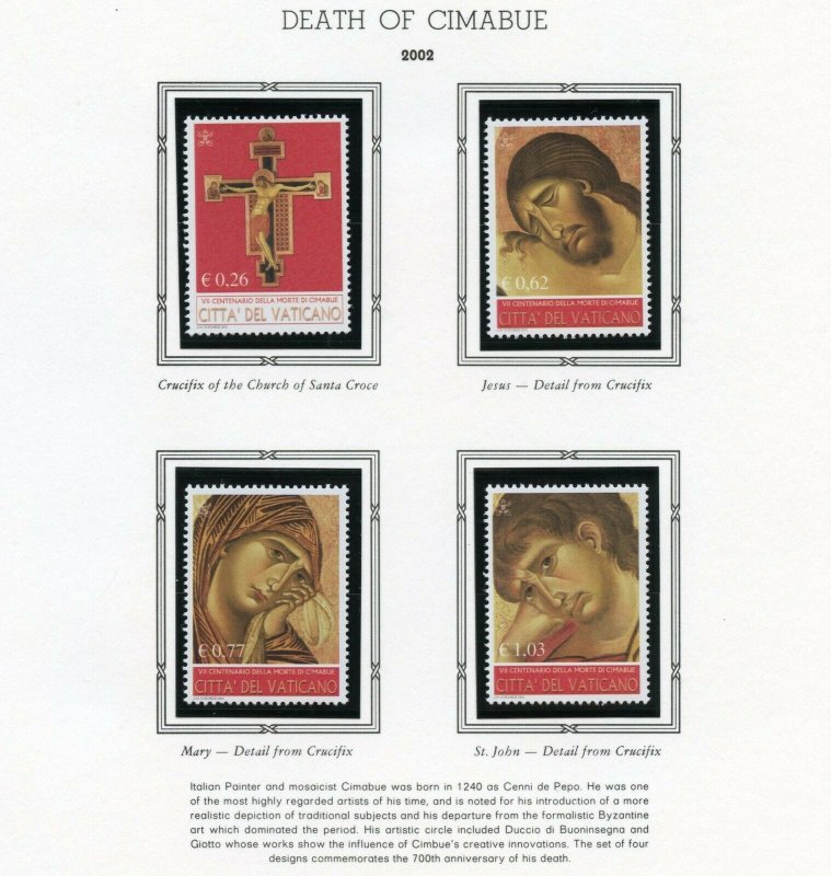 VATICAN CITY 2002  COMPLETE YEAR SET STAMPS WITH BOOKLET  MINT NH ON ALBUM PAGES