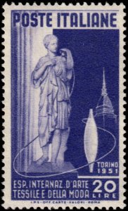 ✔️ ITALY 1951 - DIANA, SPINDLE, TURIN TOWER, TEXTILE ART - SC. 572/573 MNH **