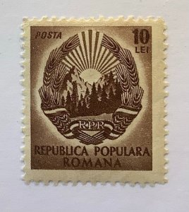 Romania 1950  Scott  739 MH  - 10 l,  National Arms