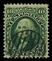United States, 1861-66 #68 Cat$62.50, 1861 10c green, used, well centered