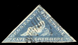 Cape of Good Hope #4 Cat$85, 1855 4p blue, used