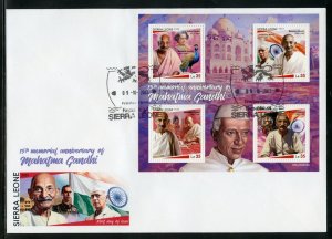 SIERRA LEONE 2023 75th MEMORIAL ANNIVERSARY OF MAHATMA GANDHI SHEET I FDC