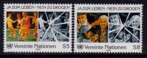 UN Vienna #70-71 MNH ~ Soccer/Fight Drug Abuse (1987)