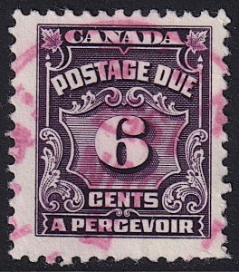 Canada - 1957 - Scott #J19 - used - Numeral - red cancellation