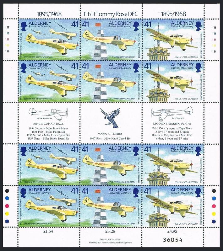 Alderney 88-89 ac sheets,MNH.Michel 83-88. History of Aviation,1995