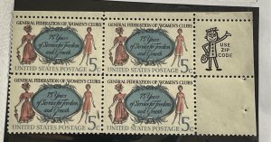 US 1966 Federation of Women's Clubs #1316 blok of 4 Mr Zip