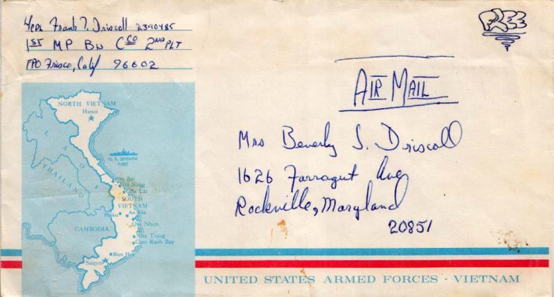 United States Vietnam War Soldier's Free Mail c1967 [FPO 96602] 1st Military ...