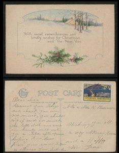 US #551 ERA POSTACARD, with Christmas Seal from 1922,  very fresh card, nice!