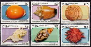 CUBA Sc# 5299-5304  SNAILS & SEA SHELLS marine life  CPL SET of 6   2012 MNH