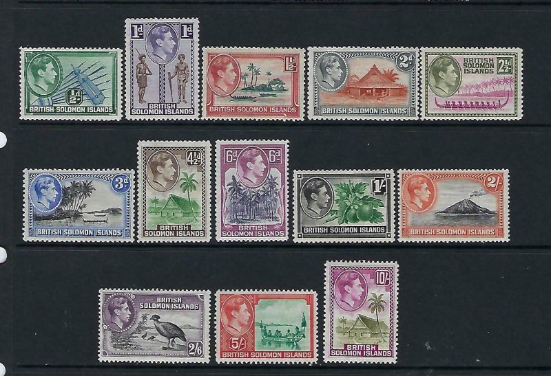 SOLOMON IS. SCOTT #67-79 1939-51 GEORGE VI PICTORIALS - MINT LIGHT HINGED