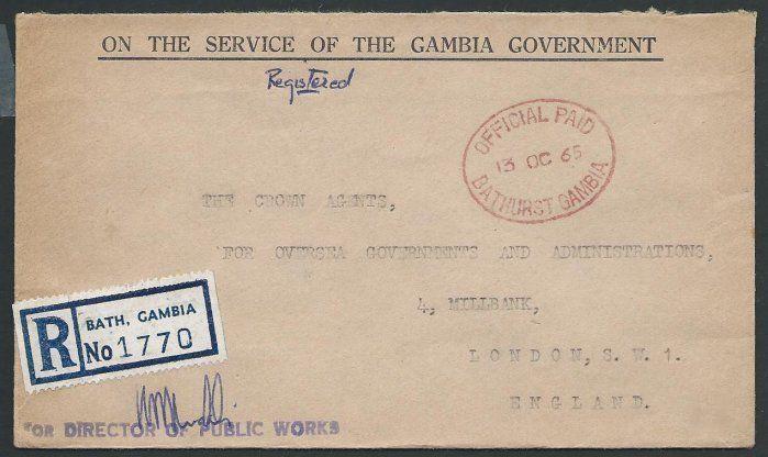 GAMBIA 1965 Registered OHMS cover Bathurst to London.......................46933