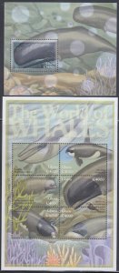 GHANA Sc # 2256,58 MNH SET of SOUVENIR SHEETS + SHEETLET of 6 KILLER WHALES