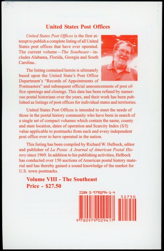 UNITED STATES POST OFFICES ~ Volume VIII The Southeast / Richard W Helbock - NEW