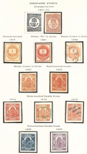 Hungary Newspaper Stamp complete less P1