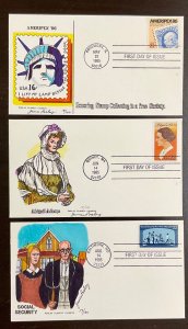 9 Paslay Classic Cachets 1985 FDCs