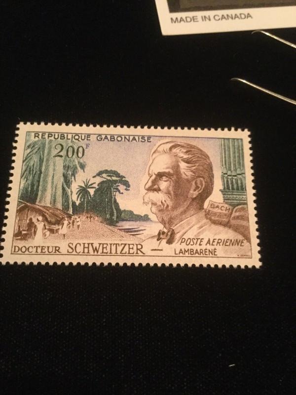 Gabon Airmail 200F Dr. Schweitzer Mint Never Hinged Stamp!