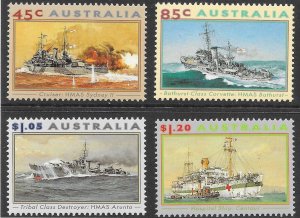 AUSTRALIA SG1397/400 1993 WWII NAVAL VESSELS MNH (p)