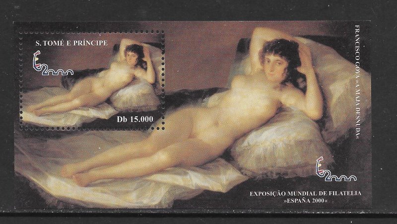 ST THOMAS & PRINCE #1377 ART-GOYA LA MAJA DESNUDA S/S MNH