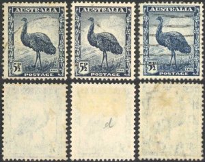 Australia 1942-50 SG 208 5 1/2d slate-blue three different varieties used