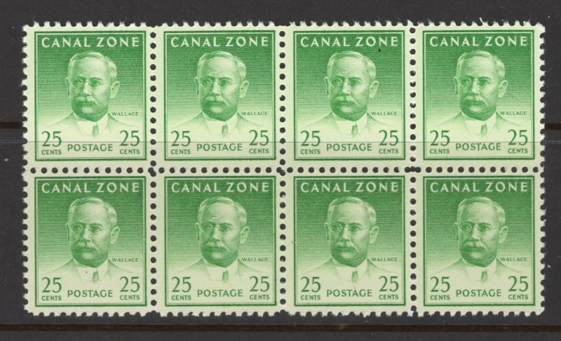 Canal Zone 1946 John F. Wallace 25c Scott # 140 MNH Block of 8