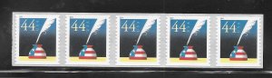 #4496 MNH Quill and Inkwell Strip of 5