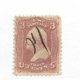 United States, 65, 3c Washington Rose Sgl,**Used**#4