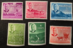 Mauritius 1950 #235-240 M SCV $2.00