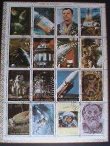 ​UNN AL QIWAIN STAMP:HISTORY OF SPACE  STAMPS CTO LARGE FULL SHEET VERY FINE