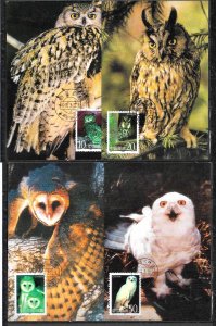 CHINA STAMPS,1995, SET OF 4 MAXI CARDS MC MAXIMUM CARDS OWLS