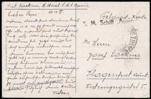 Austria WWI KuK Marine Navy Ship SMS Aspern Feldpost Card G70329