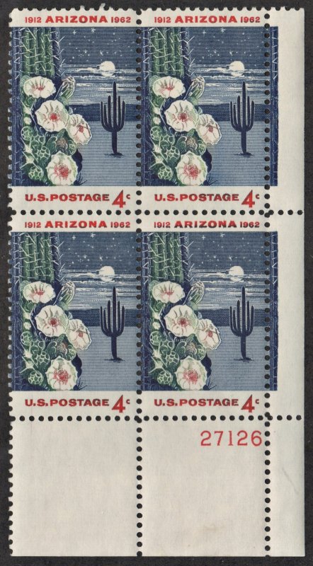 SC#1192 4¢ Arizona Statehood Issue Plate Block: LR #27126 (1962) MNH
