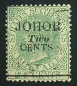 MOMEN: MALAYA JOHORE SG #17w 1891 INVERTED WMK USED £250 LOT #61322