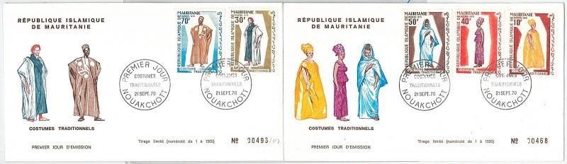 64872 -  MAURITANIA - POSTAL HISTORY - 2  FDC COVER 1970  - ETHNIC Costumes