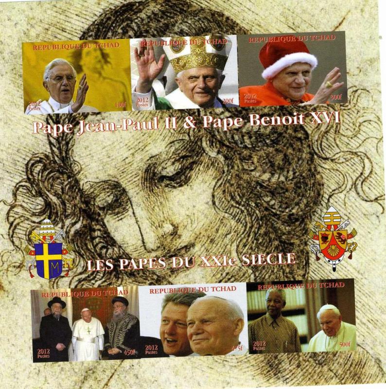 Chad 2012 Pope John Paul II Clinton Mandela Sheet Imperforated mnh.vf