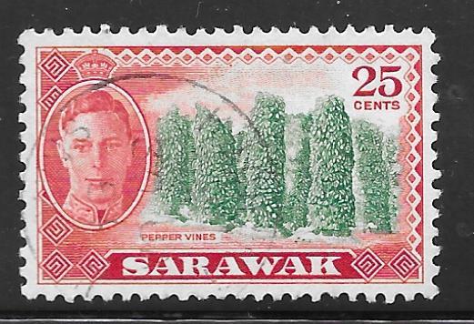 Sarawak 190: 25c Pepper vines, used, F-VF