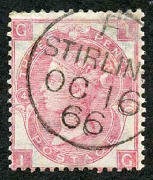 SG92 3d Rose wmk Emblems Stirling CDS Very Scarce on this Stamp