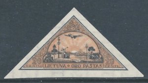 Lithuania #C50a NH 20c Airplane Over Neman Imperf. Triangle