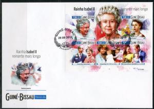 GUINEA BISSAU  2015  QE II LONGEST REIGNING BRITISH MONARCH PRINCESS DIANA FDC