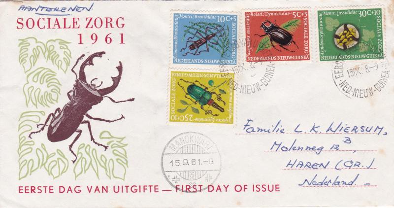 Netherlands New Guinea 1961 Beetles Special Welfare Fund FDC Manokwari CDS VGC