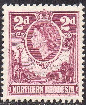 Northern Rhodesia 1953  2d reddish purple MH