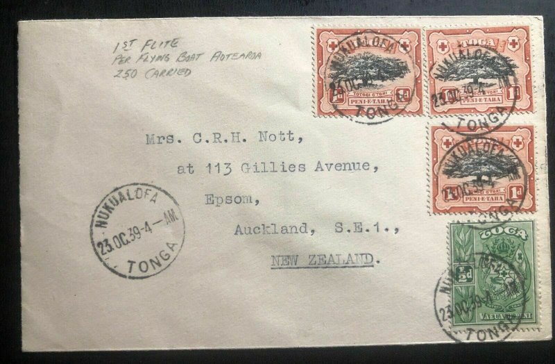 1939 Nuku’alofa Tonga First Flight Airmail Cover FFC To Auckland New Zealand