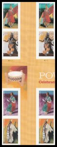 US 5978a-5981a 5981c Powwows imperf NDC cross gutter block 4x2 MNH 2025