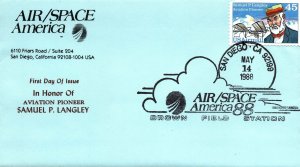 CACHET EVENT COVER IN HONOR OF PIONEER SAMUEL P. LANGLEY AMERICA AIR/SPACE '88