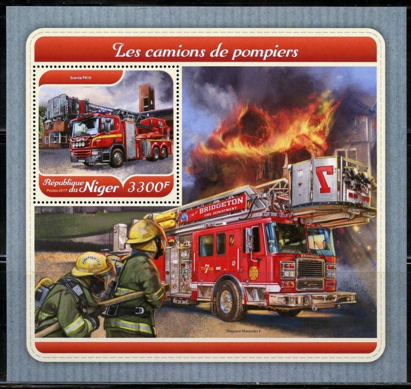 NIGER 2017 FIRE TRUCKS  SOUVENIR SHEET MINT NH