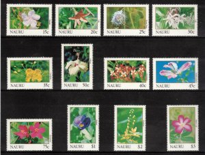 NAURU 1991 Flowers; Scott 380-92; MNH