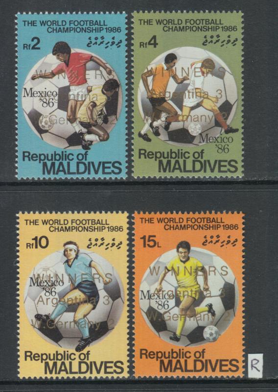 XG-Z653 MALDIVES IND - Football, 1986 Mexico '86 World Cup, Winners Ovp. MNH Set