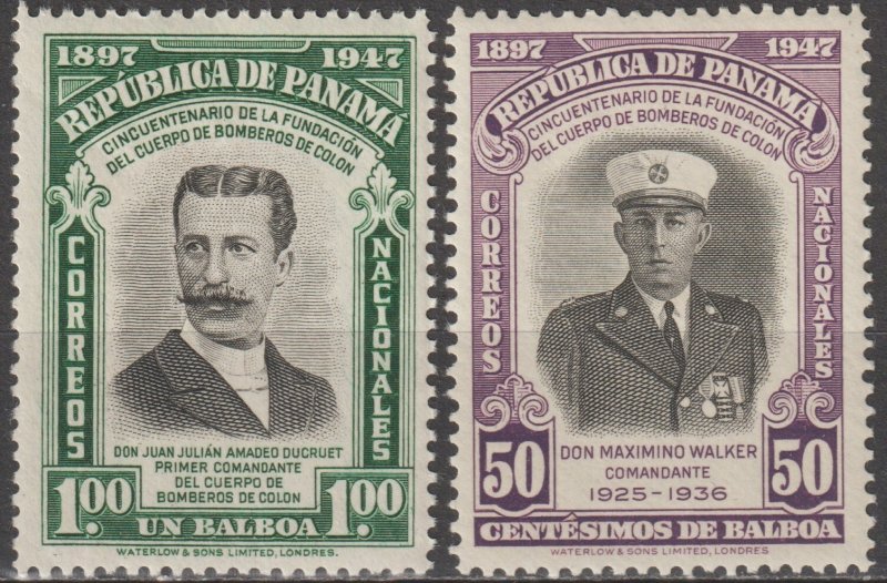 EDSROOM-20276 Panama 362-363 MNH 1948 Top Value Fire Department CV$9.25