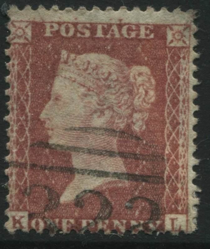 1856 1d Star KL Plate 68 SG40, showing the Major Re-Entry used  (39)